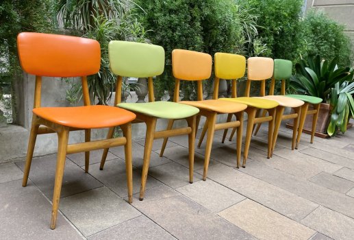 SET DI NR 6 SEDIE ANNI 60 IN SKI COLORATO