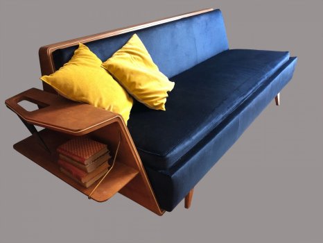 DIVANO LETTO IN VELLUTO BLU