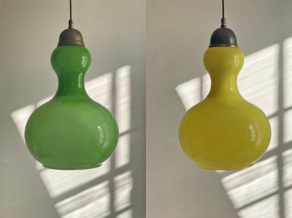 SOSPENSIONI IN VETRO INCAMICIATO VERDE E GIALLO