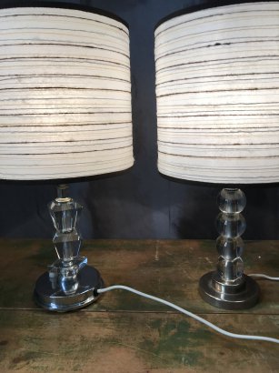 COPPIA DI LAMPADE DA TAVOLO STRUTTURA  IN CRISTALLO